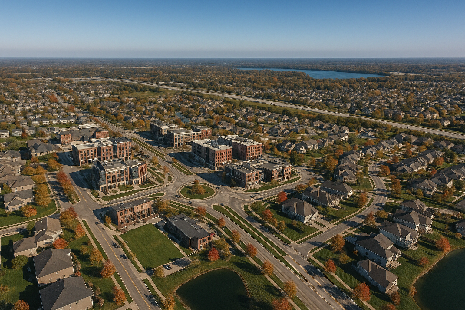 Aerial view of Fishers, Indiana