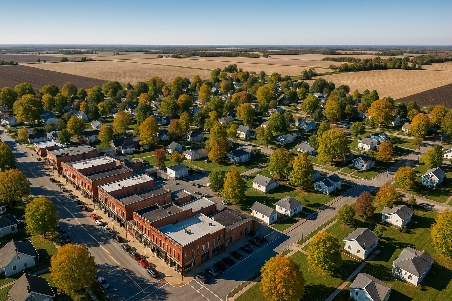 Aerial view of Fortville, Indiana