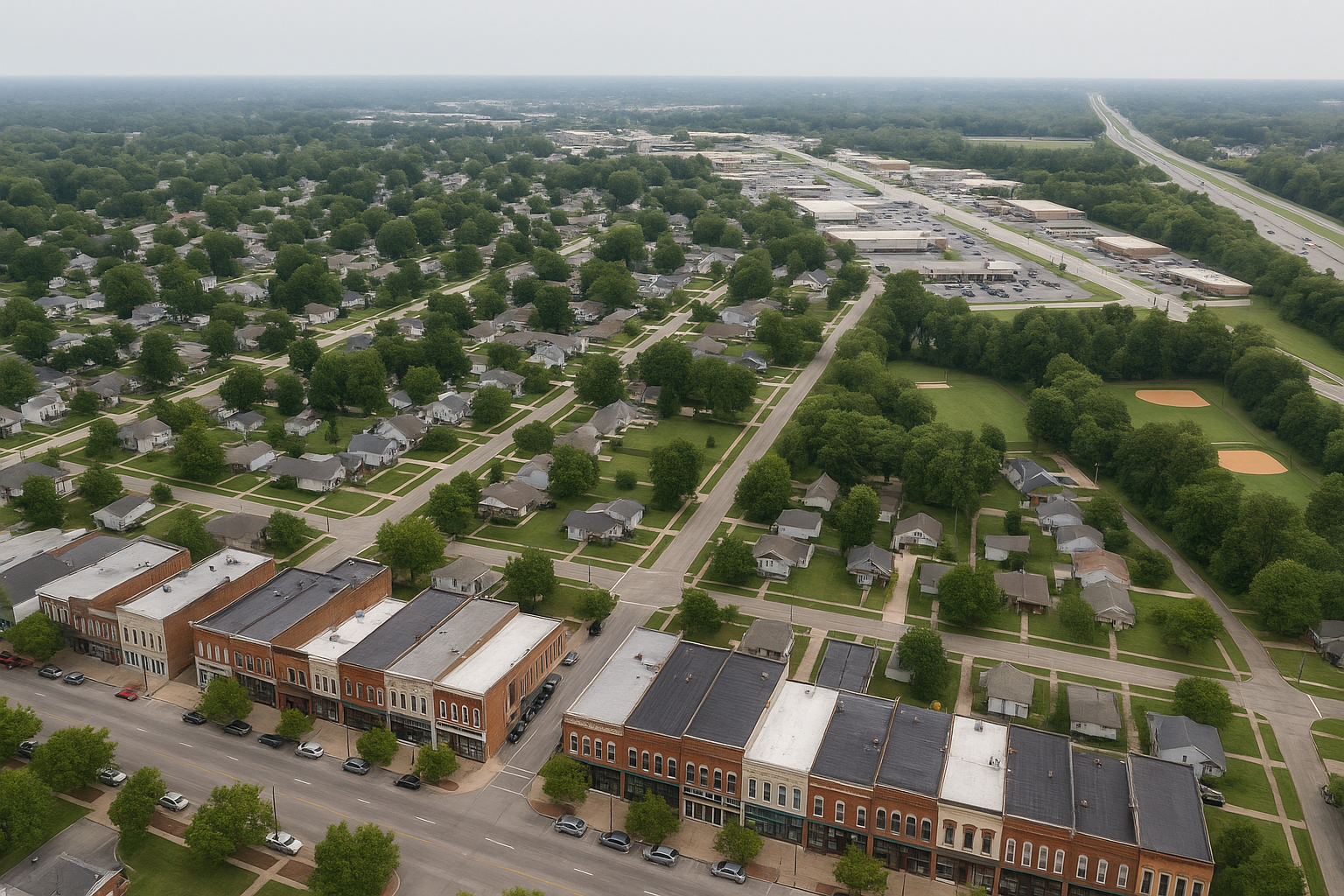 Aerial view of Greenwood, Indiana