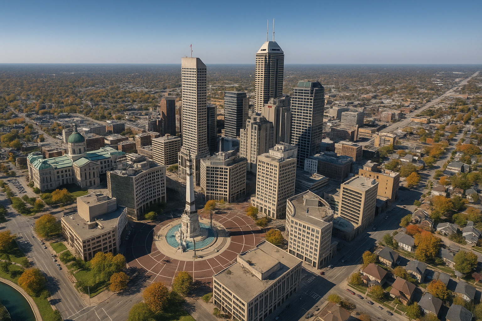 Aerial view of Indianapolis, Indiana