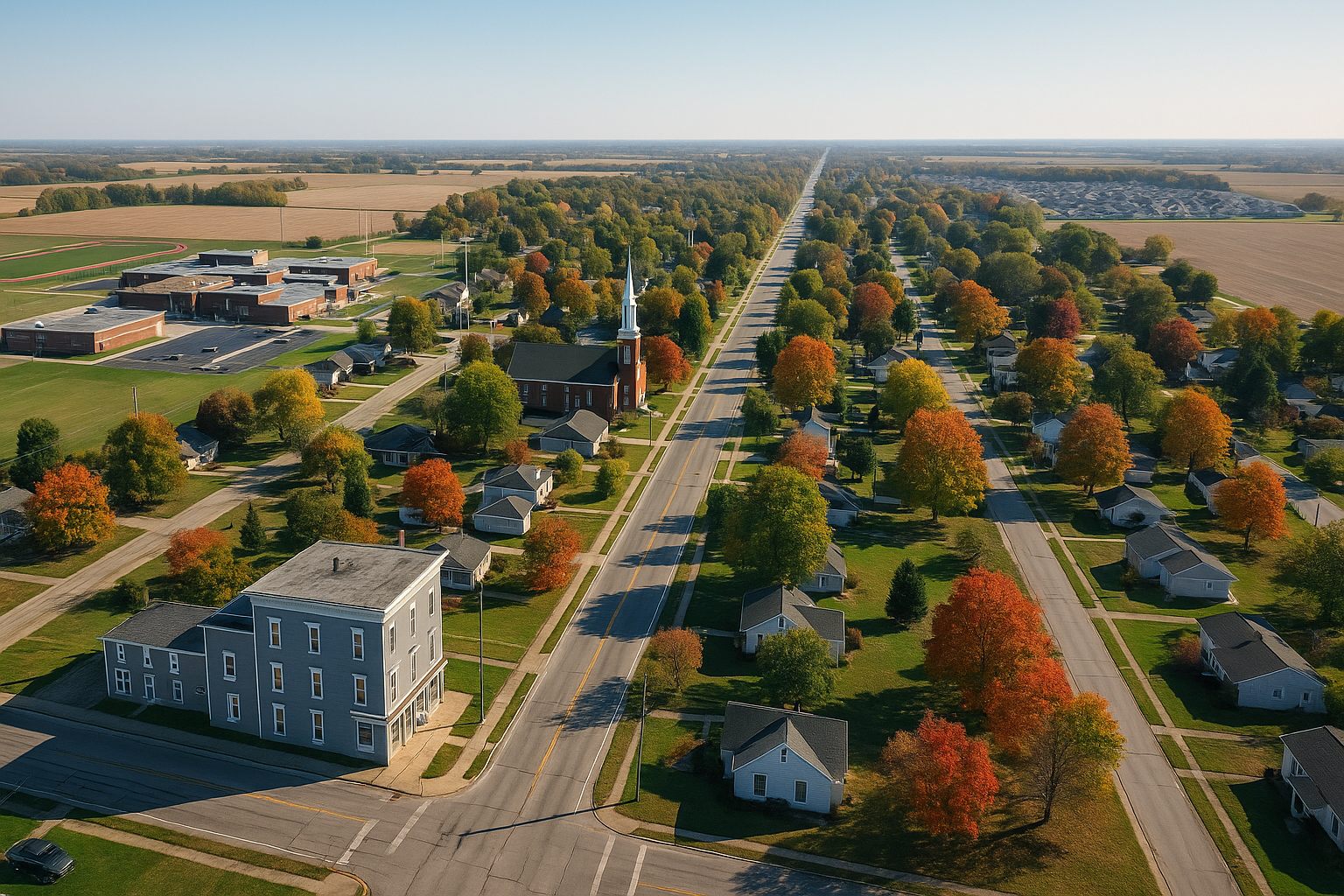 Aerial view of New Palestine, Indiana
