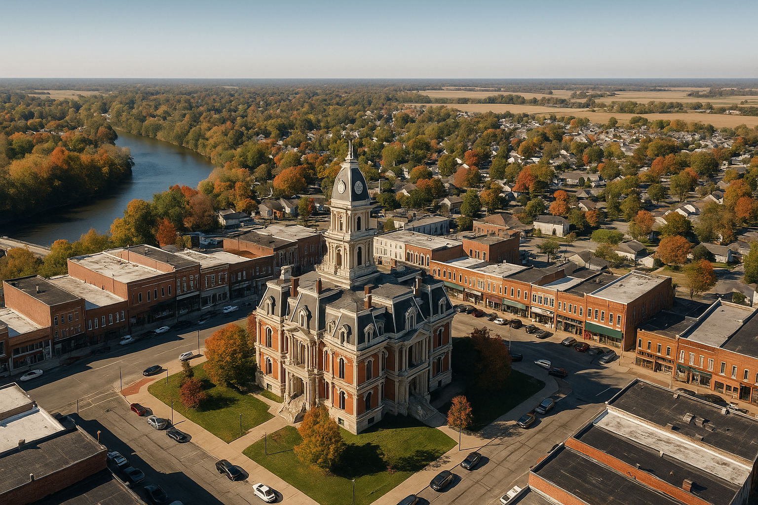 Aerial view of Noblesville, Indiana